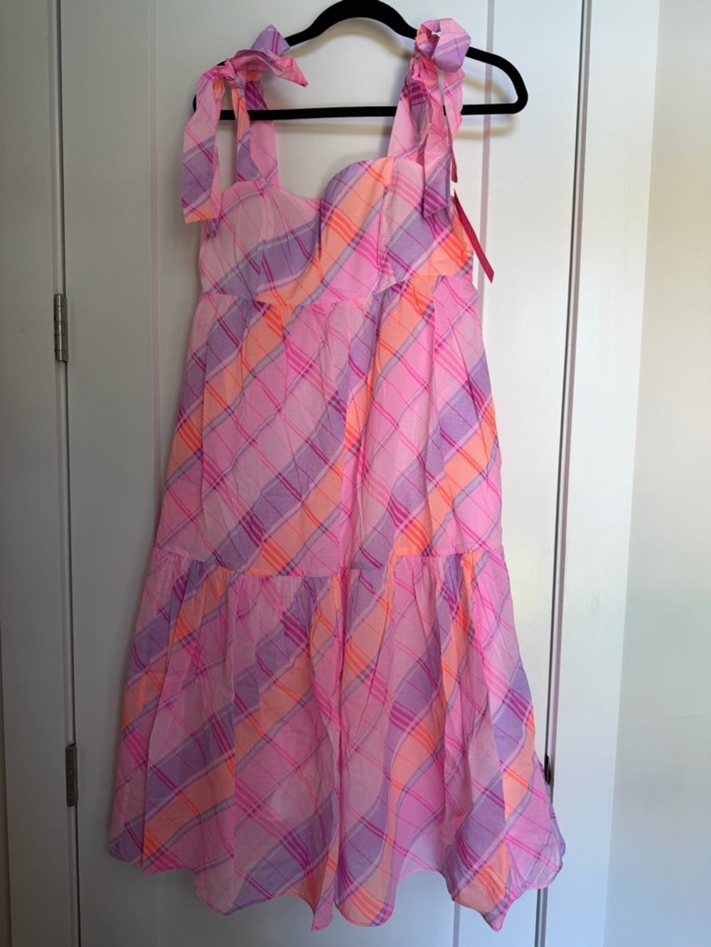 Lilly Pulitzer Pink Plaid Tie-Shoulder Sundress